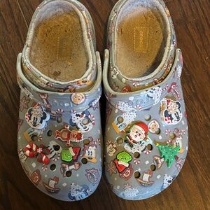 Disney CROCS Gray Holiday Clogs with Festive Charms